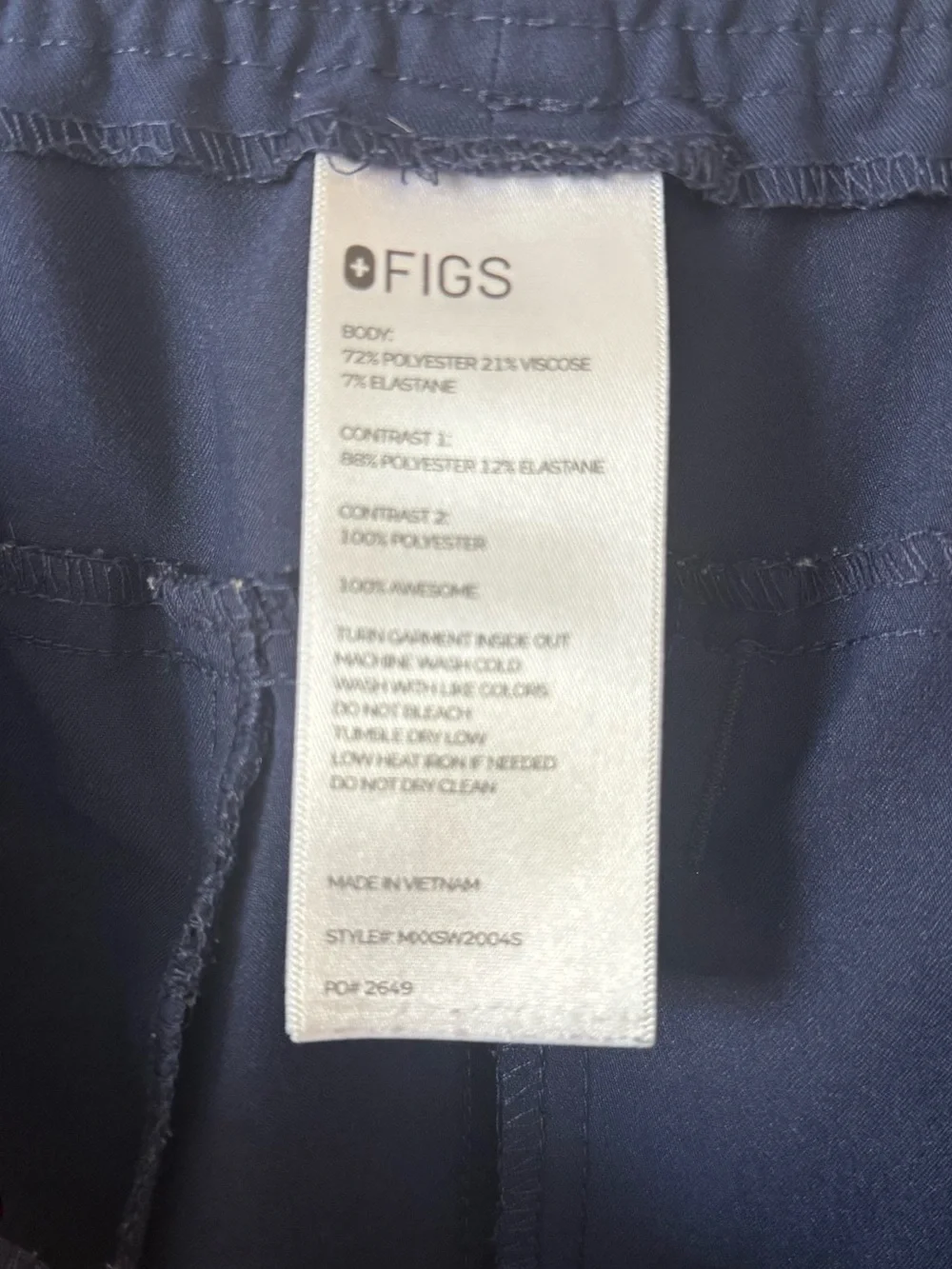Figs Navy Medical Scrub Set - V-Neck Top & Jogger Pants.